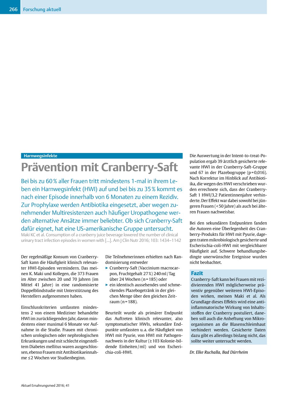 Vorschauseite 1: Harnwegsinfekte – Prävention mit Cranberry-Saft