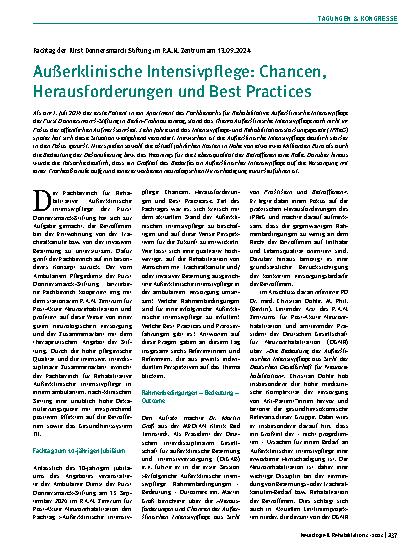 Vorschauseite 1: Außerklinische Intensivpflege: Chancen, Herausforderungen und Best Practices