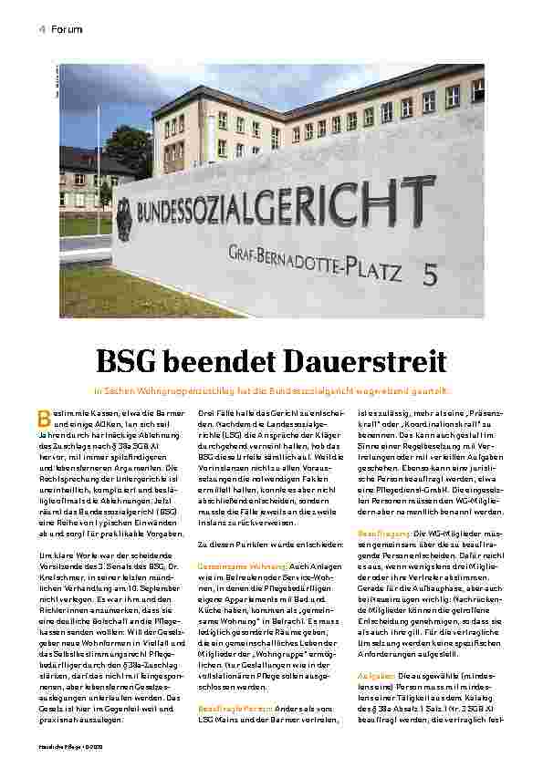 Vorschauseite 1: BSG beendet Dauerstreit