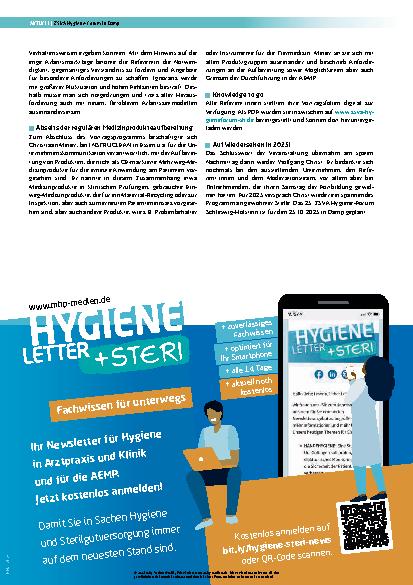 Vorschauseite 3: Bericht über das 24. ZSVA Hygiene-Forum Schleswig-Holstein 26. Oktober 2024, Damp