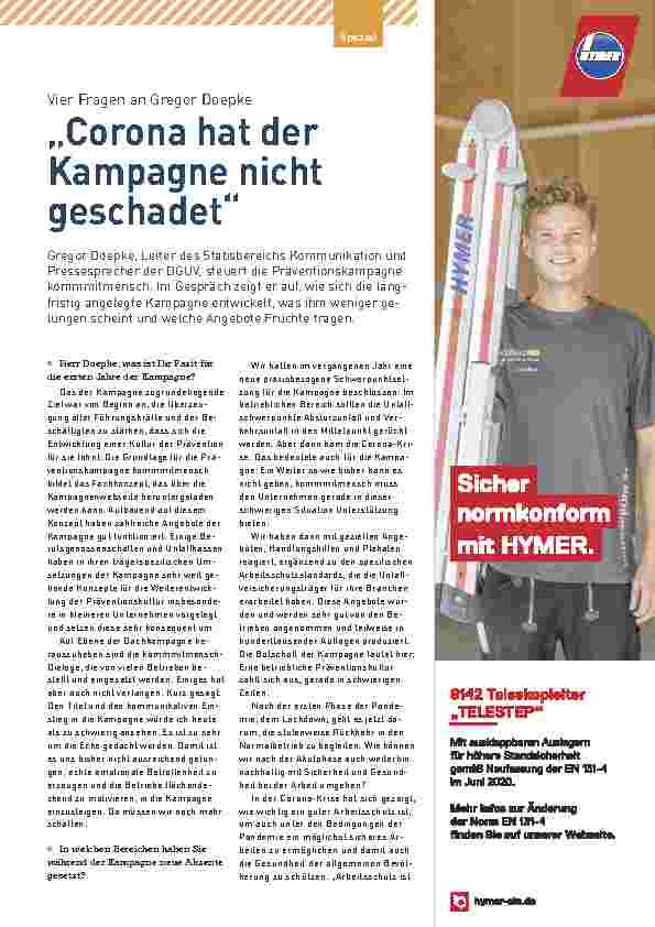 Vorschauseite 1: Corona hat der Kampagne nicht geschadet.