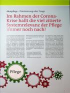 Vorschauseite 1: Im Rahmen der Corona-Krise hallt die viel zitierte Systemrelevanz der Pflege immer noch nach!