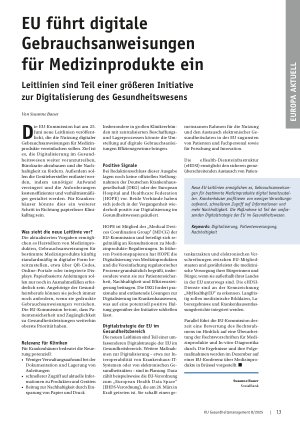 Vorschauseite 1: EU führt digitale Gebrauchsanweisungen für Medizinprodukte ein
