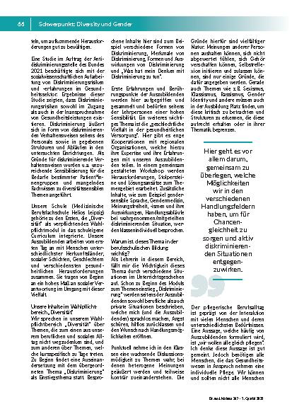 Vorschauseite 2: Diversität in der Pflegeausbildung. Eine Notwendigkeit für die Zukunft der Gesundheitsversorgung
