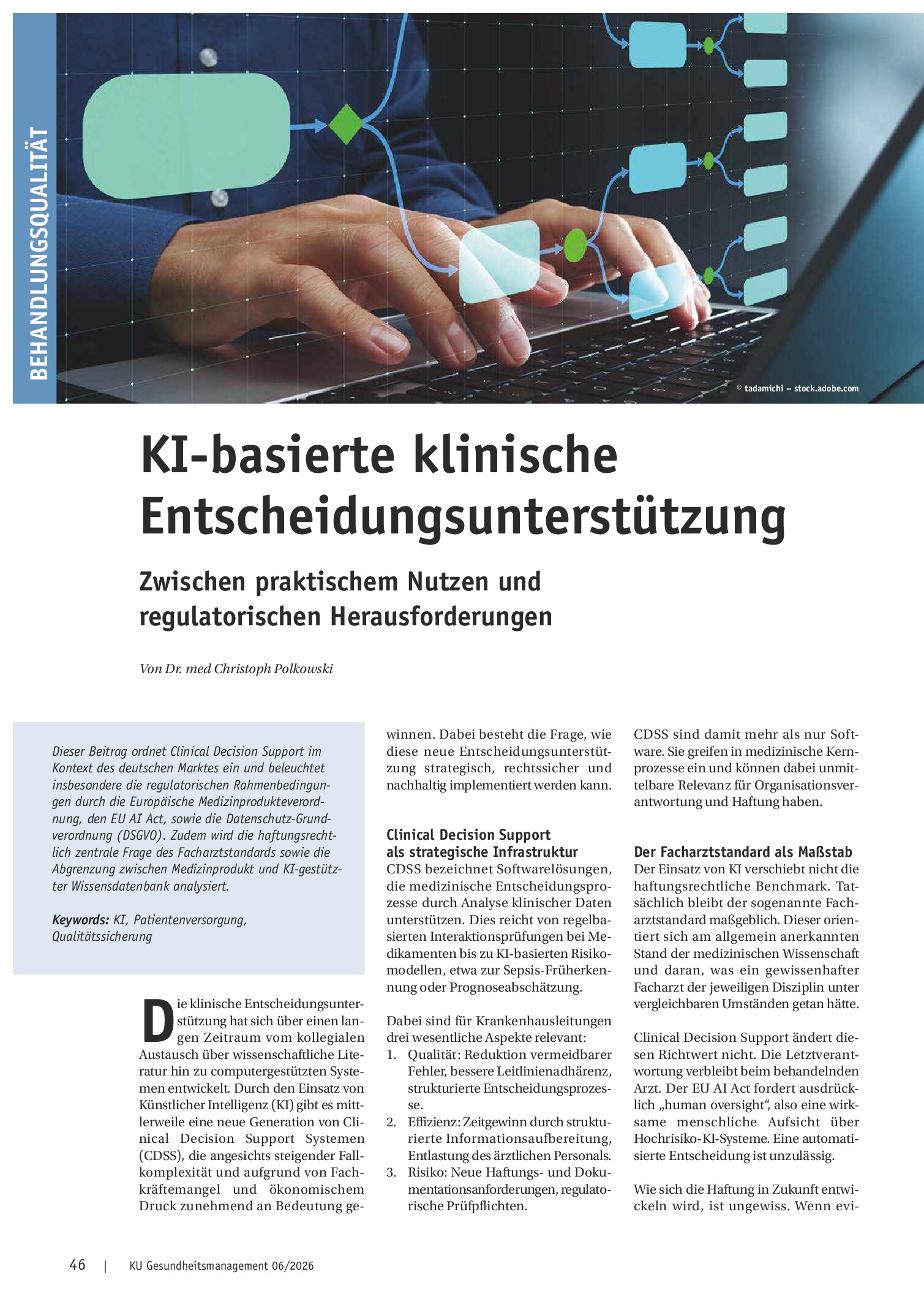 Vorschauseite 1: KI-basierte klinische Entscheidungsunterstützung