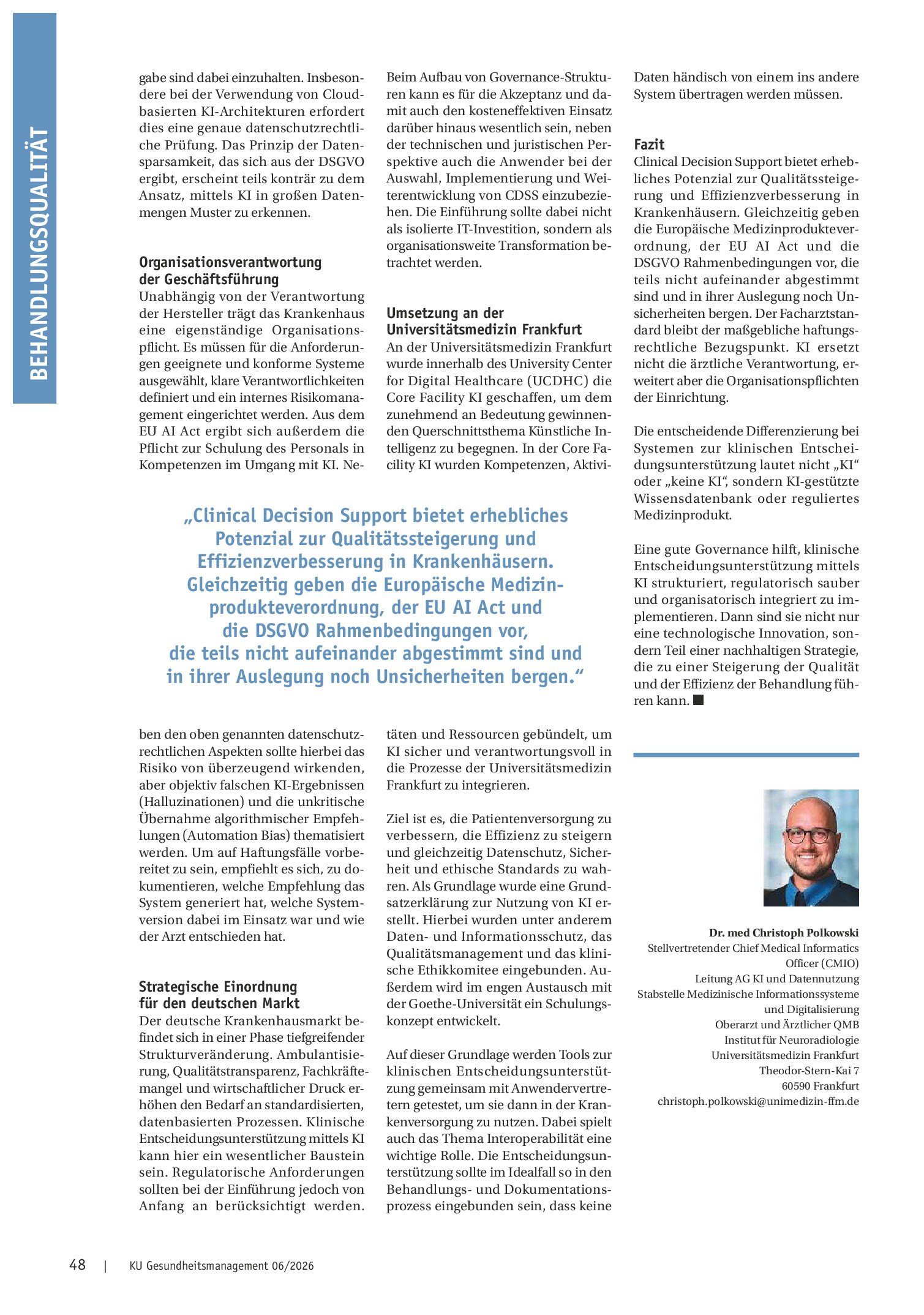 Vorschauseite 3: KI-basierte klinische Entscheidungsunterstützung
