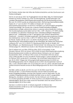 Vorschauseite 2: II. Allgemeines Arbeitsrecht Mutterschutzlohn – Zuschuss zum Mutterschaftsgeld – Referenzzeitraum