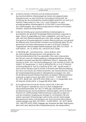 Vorschauseite 5: II. Allgemeines Arbeitsrecht Mutterschutzlohn – Zuschuss zum Mutterschaftsgeld – Referenzzeitraum