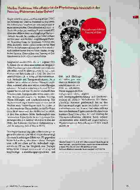Vorschauseite 1: Morbus Parkinson: Wie effektiv ist die Physiotherapie hinsichtlich des Freezing-Phänomens beim Gehen?