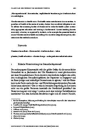 Vorschauseite 2: Planetare Gesundheit im Medizinstudium: Praxisbeispiel Klimasprechstunde und curriculare Perspektiven