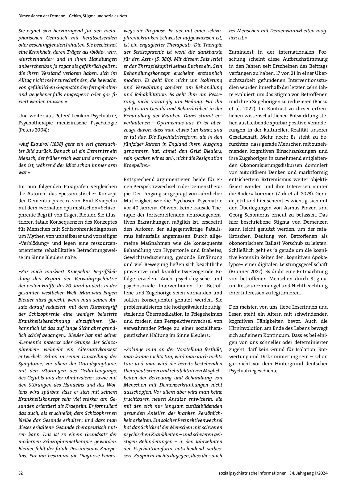 Vorschauseite 2: „Alte Texte – neu gelesen“: Asmus Finzen, Georg Schomerus (2014): Stigma, Demenz und die Folgen – Über Risiken und Nebenwirkungen psychiatrischer Diagnosen