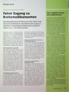 Vorschauseite 1: Fairer Zugang zu Krebsmedikamenten