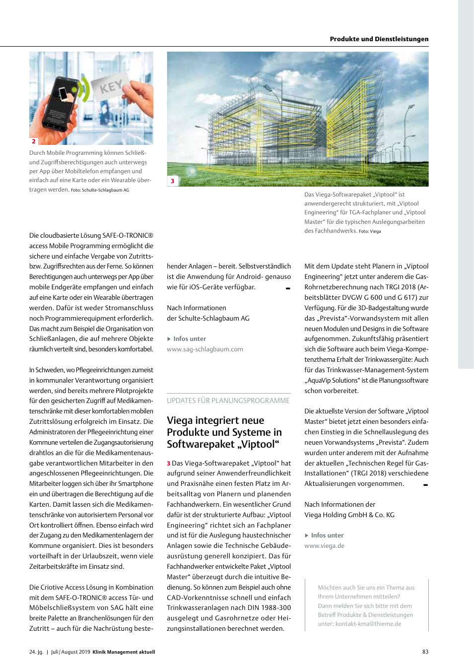 Vorschauseite 1: Updates für Planungsprogramme: Viega integriert neue Produkte und Systeme in Softwarepaket „Viptool“
