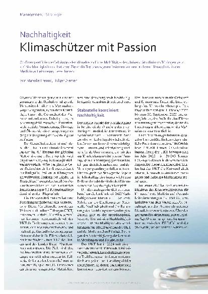 Vorschauseite 1: Nachhaltigkeit: Klimaschützer mit Leidenschaft