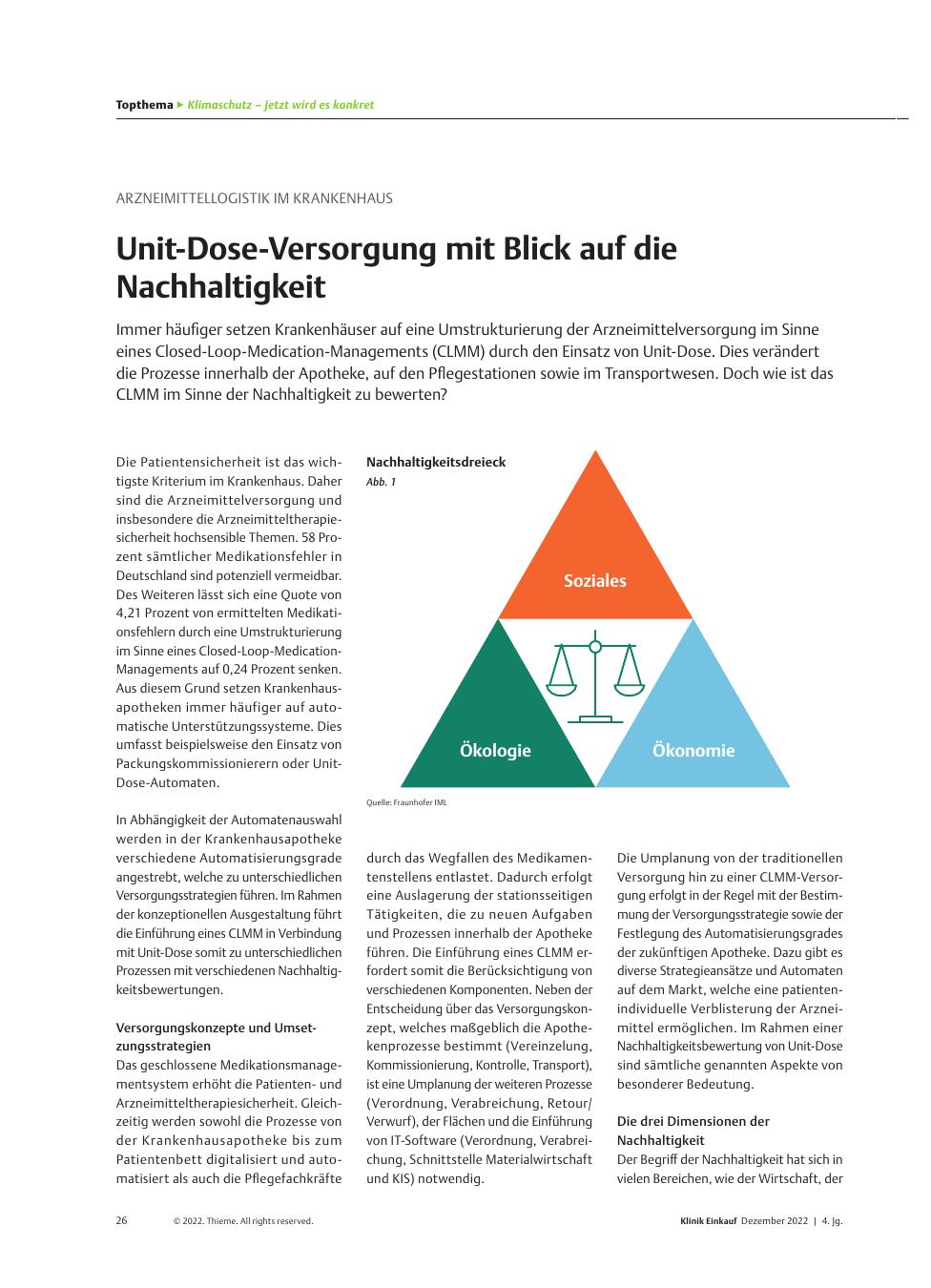 Vorschauseite 1: Arzneimittellogistik im Krankenhaus: Unit-Dose-Versorgung mit Blick auf die Nachhaltigkeit