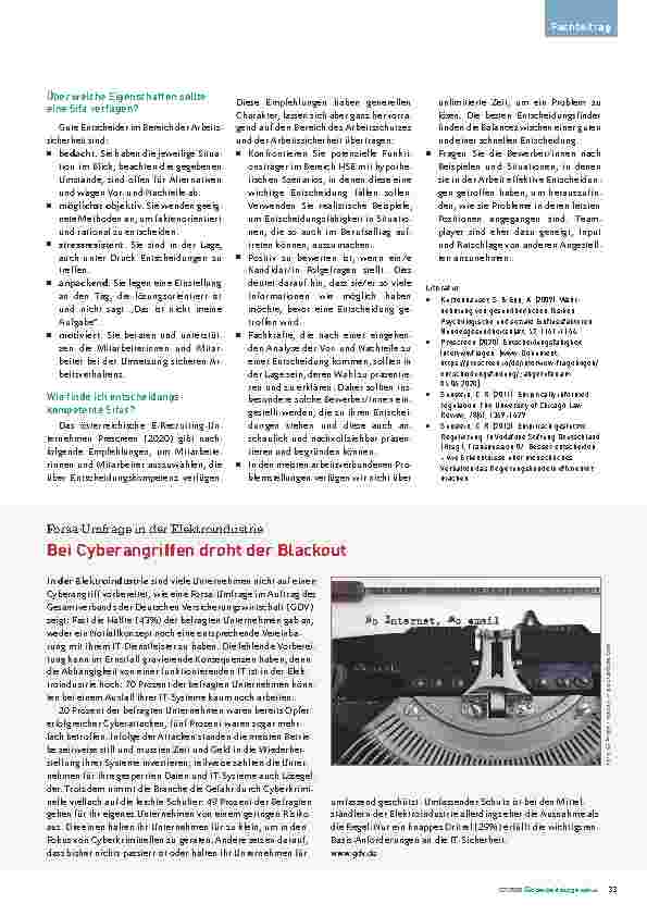 Vorschauseite 3: Entscheidungsfähigkeit und -bereitschaft sowie Verantwortungsübernahme im Bereich HSE. Bloß nichts falsch machen oder Mut zum Risiko?