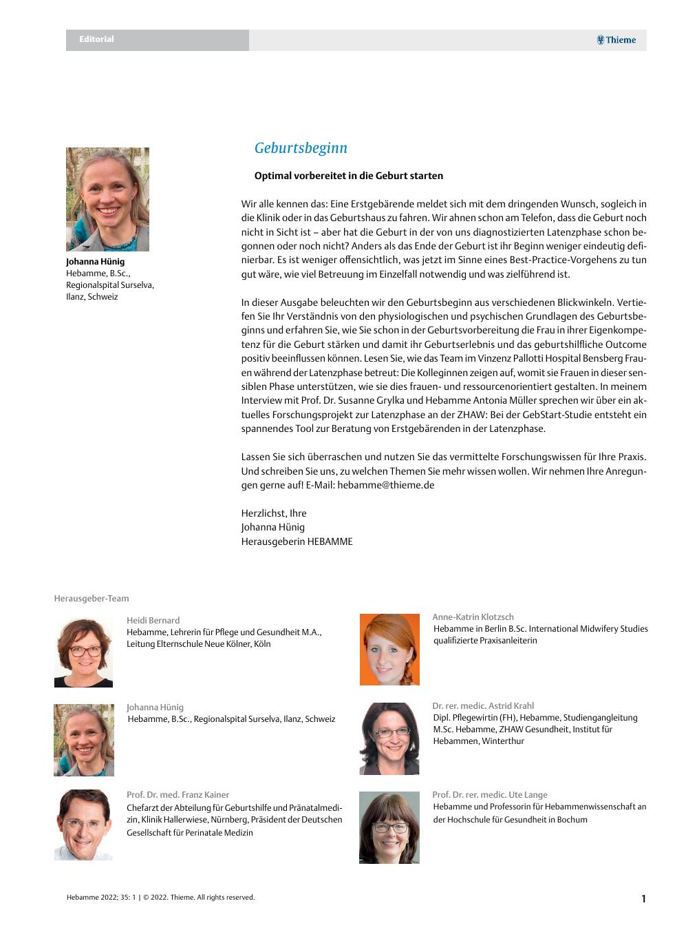 Vorschauseite 1: Geburtsbeginn