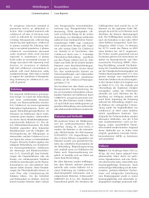 Vorschauseite 2: Cefiderocol zur Behandlung von Infektionen bei kritisch kranken Patienten: Fallserie mit Daten aus dem therapeutischen Drug-Monitoring