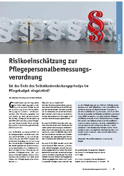 Vorschauseite 1: Risikoeinschätzung zur Pflegepersonalbemessungsverordnung: Ist das Ende des Selbstkostendeckungsprinzips im Pflegebudget eingeleitet?
