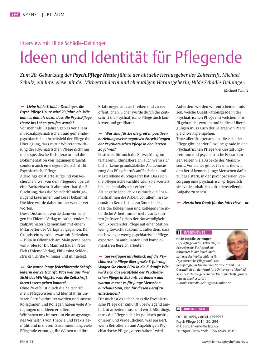 Vorschauseite 1: Ideen und Identität für Pflegende