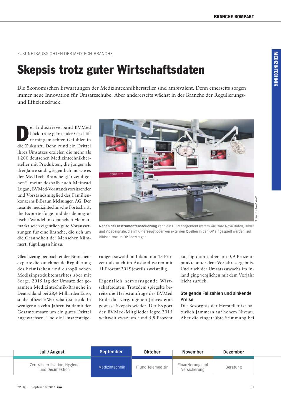 Vorschauseite 1: Zukunftsaussichten der Medtech-Branche: Skepsis trotz guter Wirtschaftsdaten