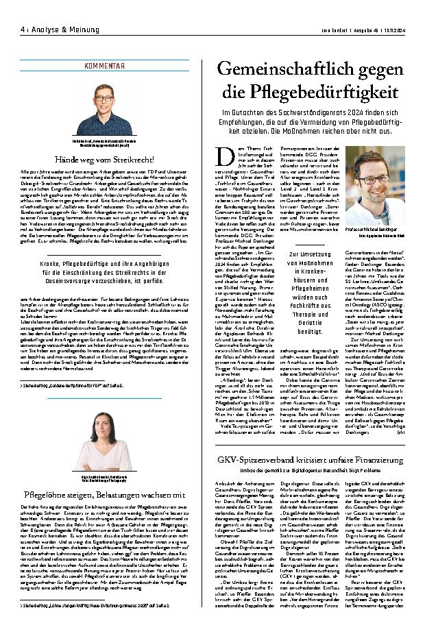 Vorschauseite 1: Gemeinschaftlich gegen die Pflegebedürftigkeit