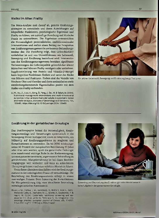 Vorschauseite 2: Pflege und Forschung Neues aus der Wissenschaft Sarkopenie - Prävention und Therapie