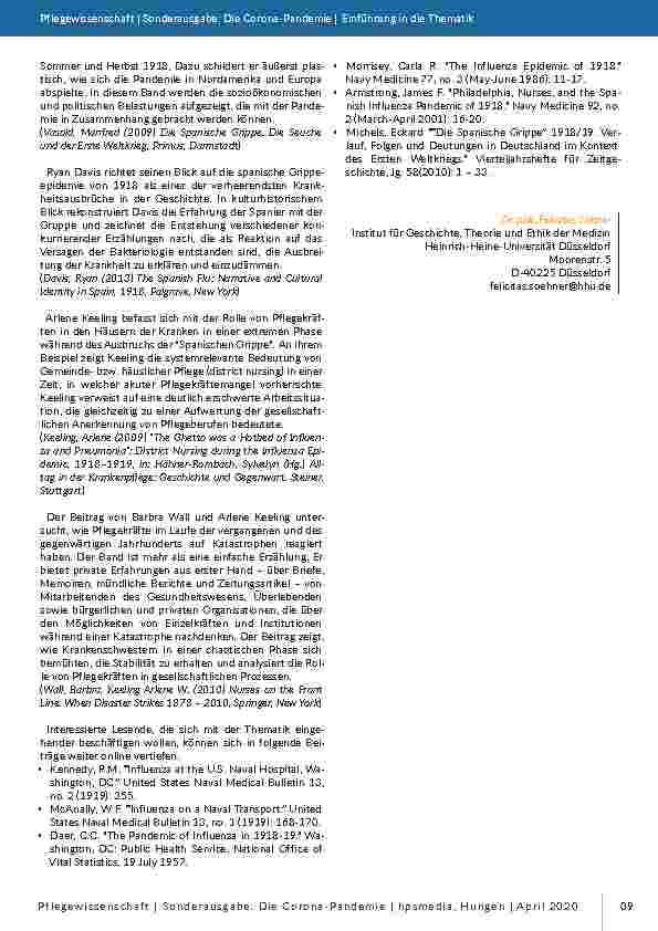 Vorschauseite 2: Einblick in die Geschichtsschreibung einer Pandemie – Beiträge zur Spanischen Grippe