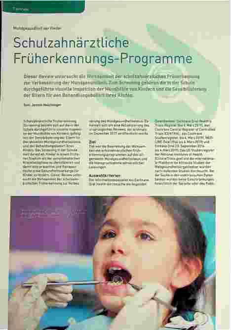 Vorschauseite 1: Schulzahnärztliche Früherkennungsprogramme