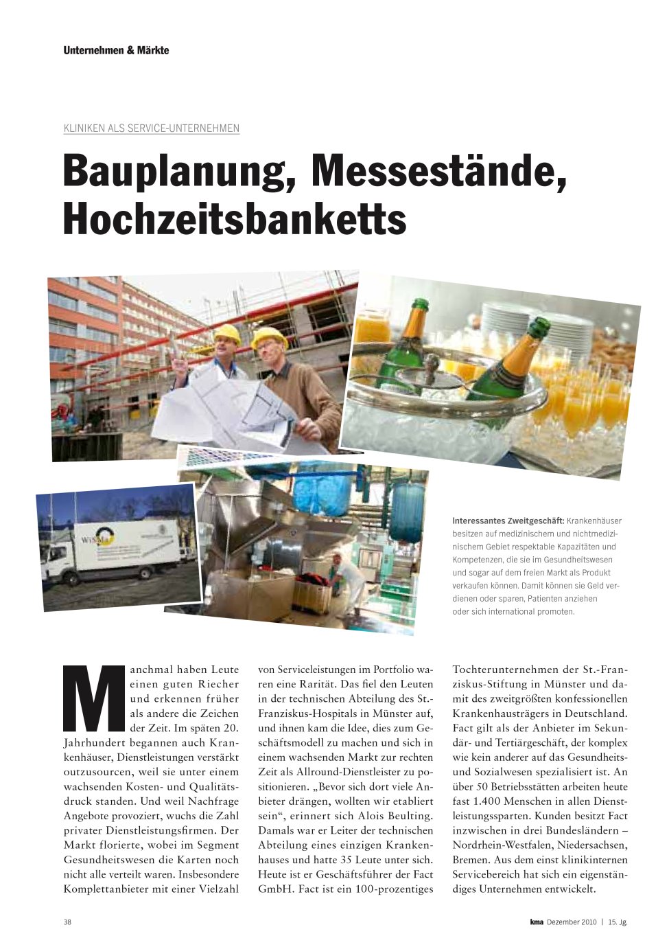 Vorschauseite 1: Bauplanung, Messestände, Hochzeitsbanketts