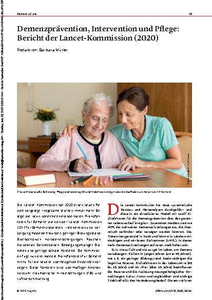 Vorschauseite 1: Demenzprävention, Intervention und Pflege: Bericht der Lancet-Kommission (2020)