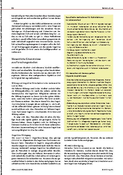 Vorschauseite 2: Demenzprävention, Intervention und Pflege: Bericht der Lancet-Kommission (2020)