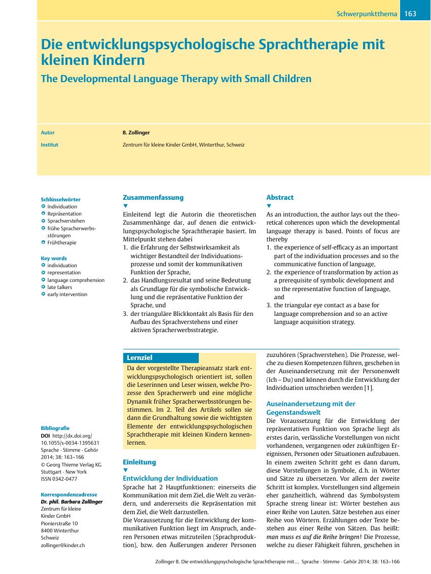 Vorschauseite 1: Die entwicklungspsychologische Sprachtherapie mit kleinen Kindern