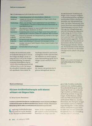 Vorschauseite 1: Kürzere Antibiotikatherapie wohl ebenso wirksam wie längere Gabe