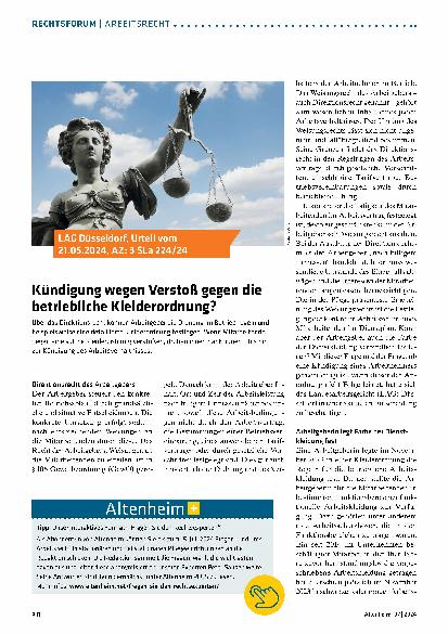 Vorschauseite 1: Kündigung wegen Verstoß gegen die betriebliche Kleiderordnung?
