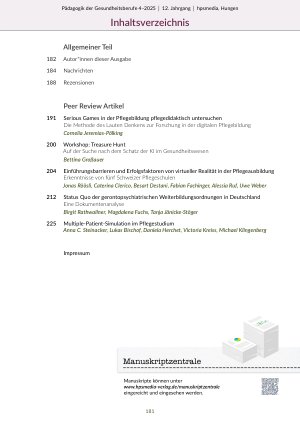 Vorschauseite 3: Pädagogik der Gesundheitsberufe Heft 4-2025