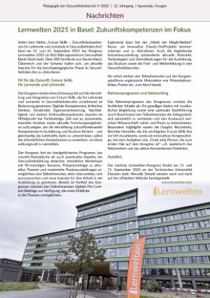 Vorschauseite 6: Pädagogik der Gesundheitsberufe Heft 4-2025