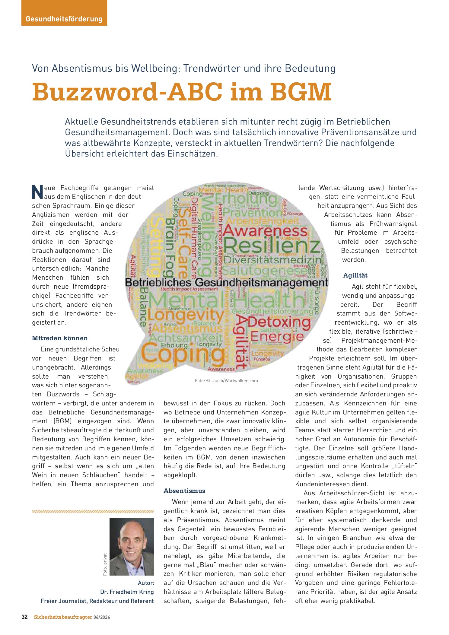 Vorschauseite 1: Von Absentismus bis Wellbeing: Trendwörter und ihre Bedeutung. Buzzword-ABC im BGM