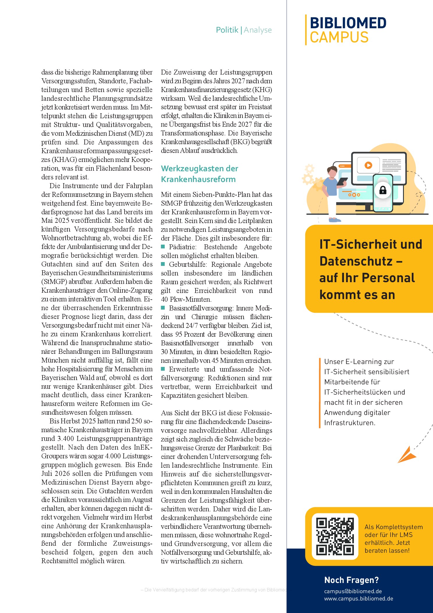 Vorschauseite 2: Krankenhausreform in Bayern – Sieben-Punkte-Plan mit Leitplanken