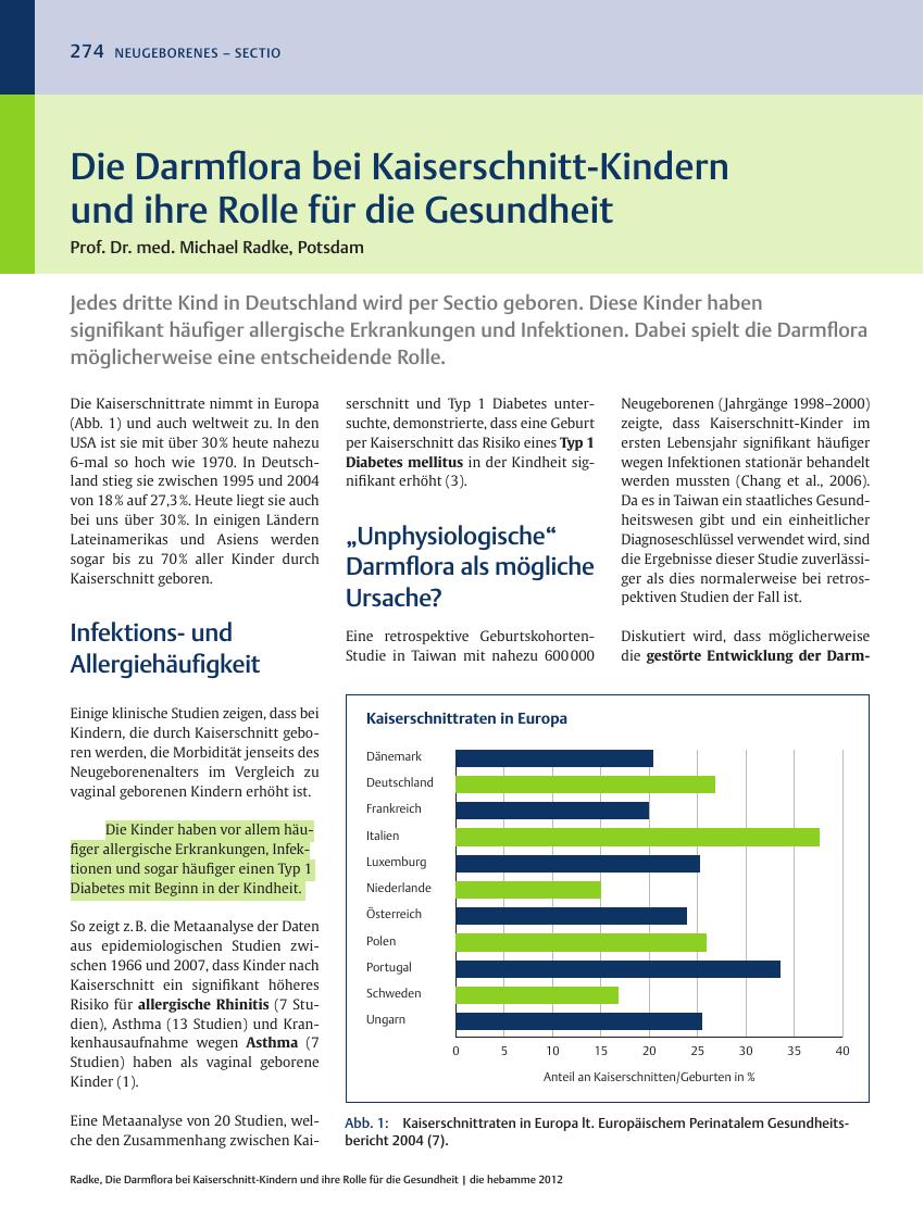 Vorschauseite 1: Die Darmflora bei Kaiserschnitt-Kindern und ihre Rolle für die Gesundheit