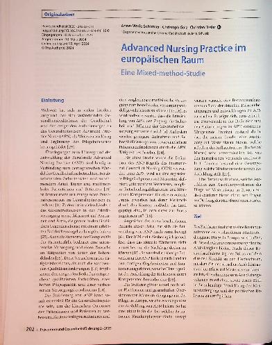 Vorschauseite 1: Advanced Nursing Practice im europäischen Raum Eine Mixed-method-Studie