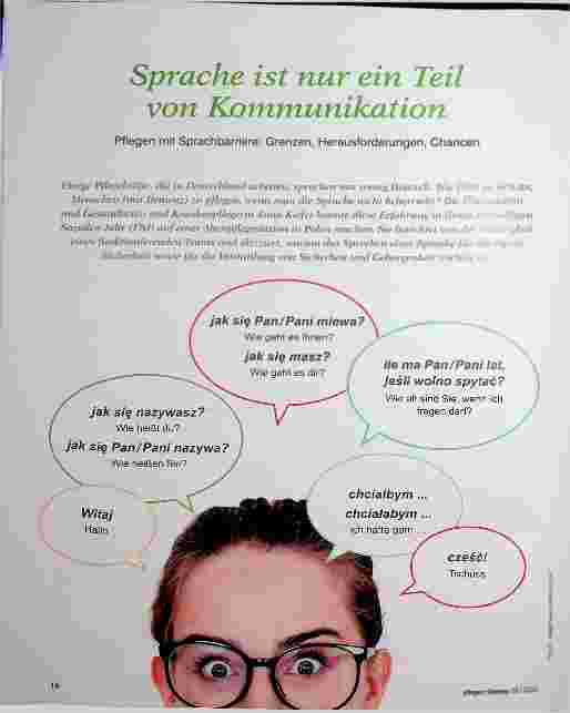 Vorschauseite 1: Sprache ist nur ein Teil von Kommunikation. Pflegen mit Sprachbarriere: Grenzen, Herausforderungen, Chancen.