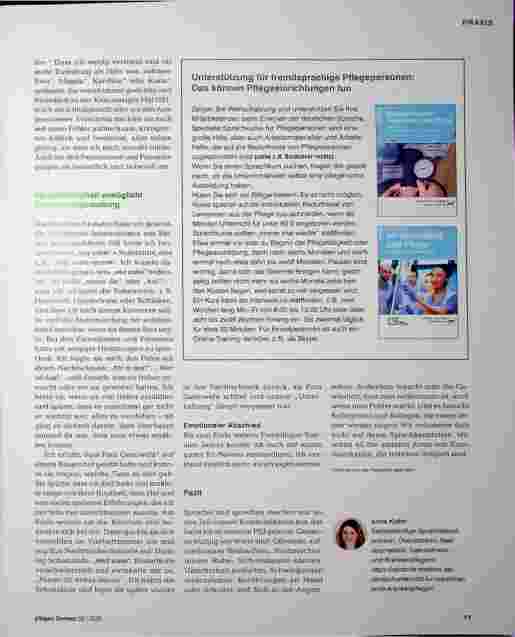 Vorschauseite 4: Sprache ist nur ein Teil von Kommunikation. Pflegen mit Sprachbarriere: Grenzen, Herausforderungen, Chancen.