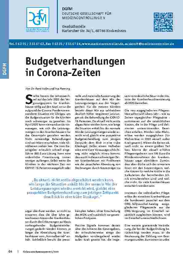 Vorschauseite 1: Budgetverhandlungen in Corona-Zeiten