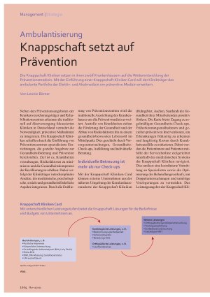 Vorschauseite 1: Ambulantisierung Knappschaft setzt auf Prävention