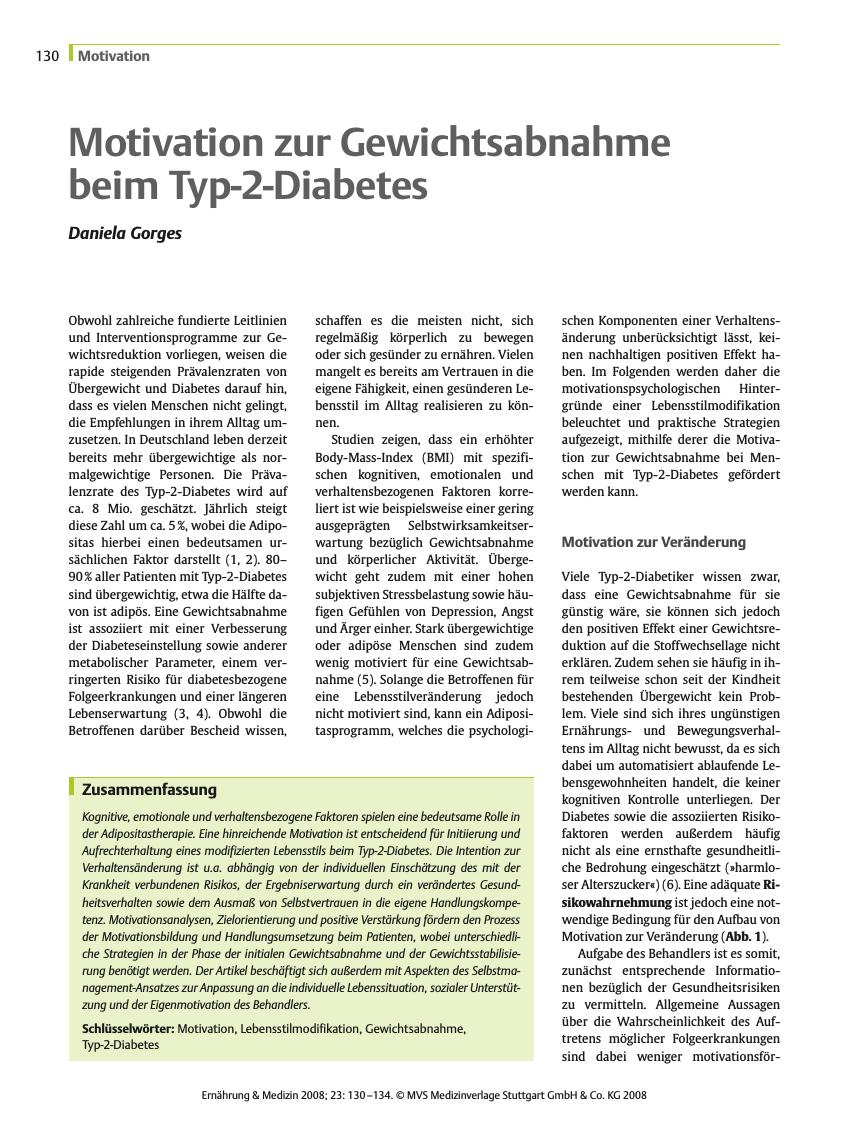 Vorschauseite 1: Motivation zur Gewichtsabnahme beim Typ-2-Diabetes