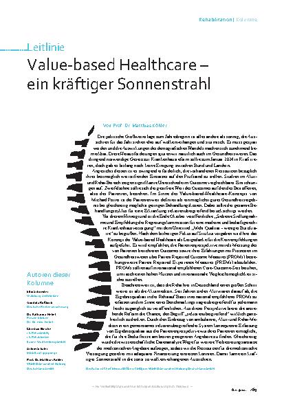 Vorschauseite 1: Value-based Healthcare – ein kräftiger Sonnenstrahl