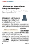 Vorschauseite 1: "Wir brauchen einen offenen Dialog aller Beteiligten."