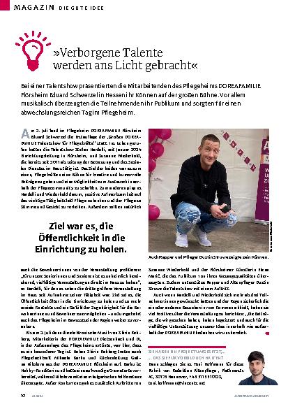 Vorschauseite 1: "Verborgene Talente werden ans Licht gebracht."