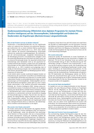Vorschauseite 1: Studienzusammenfassung: Effektivität eines digitalen Programms für mentale Fitness (Positive Intelligence) auf das Stressempfinden, Selbstmitgefühl und Grübeln bei Studierenden de…